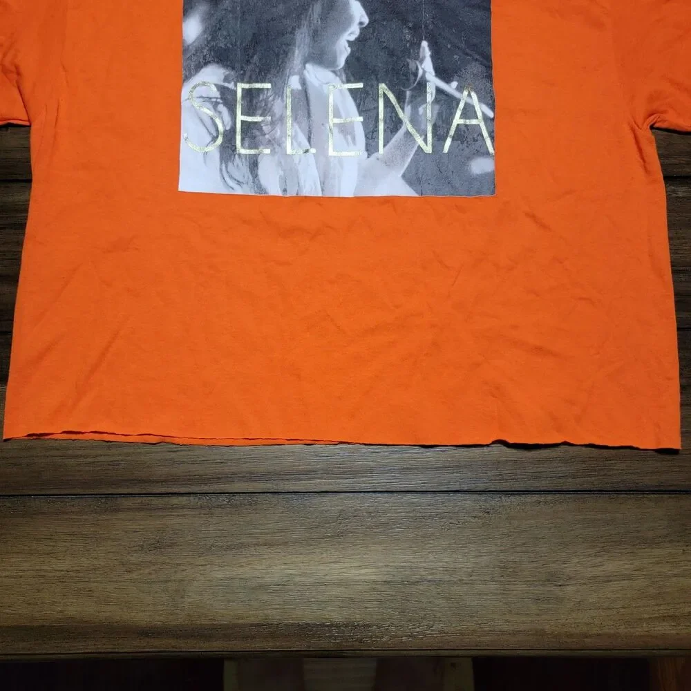 Selena Official Merchandise Graphic Tee Orange SS Cut Crop Tee - Size XL